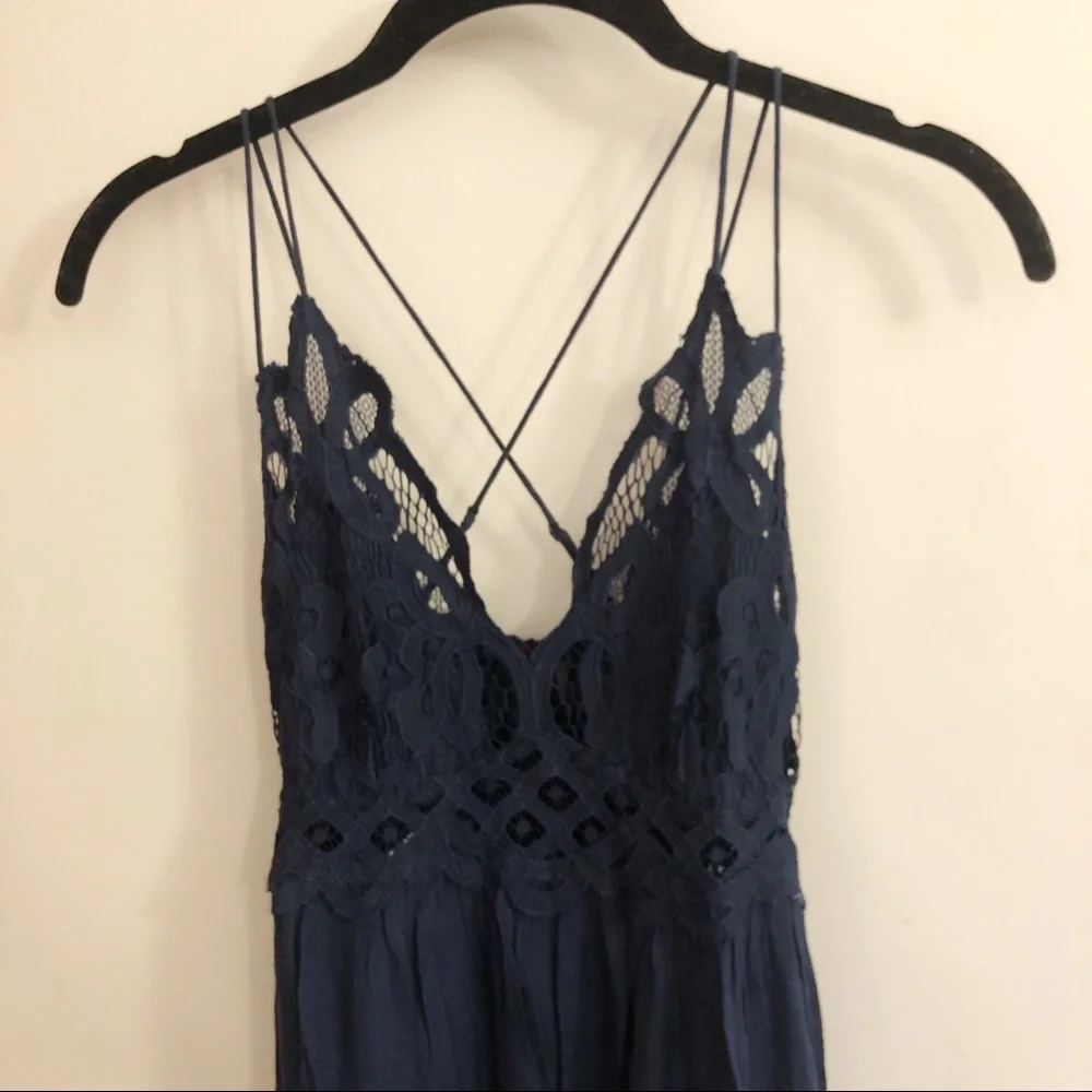 Free People Navy Blue Lace-Top Maxi Dress - Picture 6 of 12